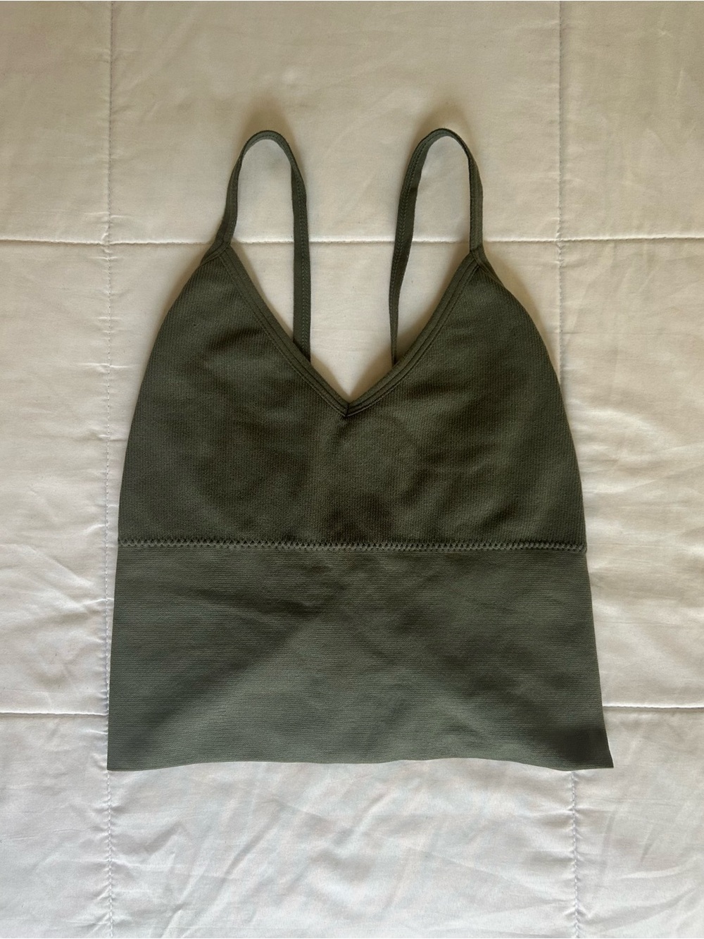 Olive green V-Neck Spandex Bralette